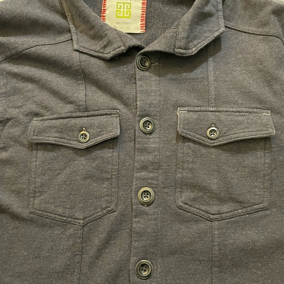 Ecoths men’s long sleeve button up shirt charcoal gray organic cotton size Med - Picture 10 of 16